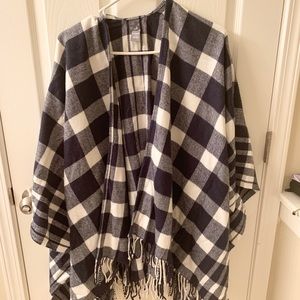 Aerie plaid wrap poncho